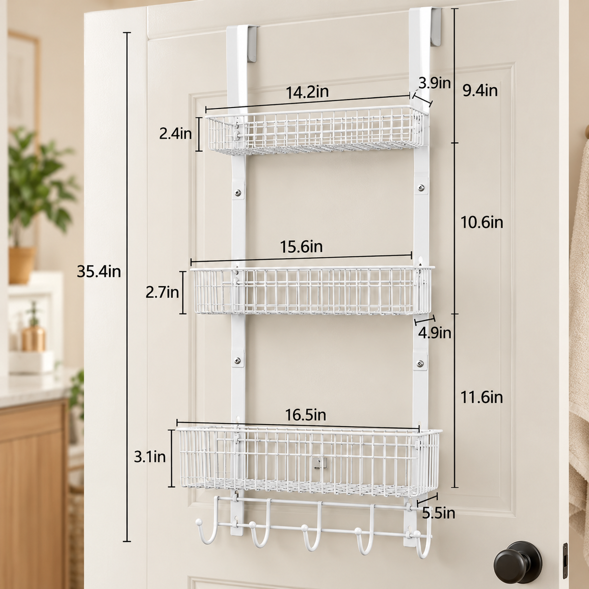 3-Tier Over-the-Door Organizer Rack