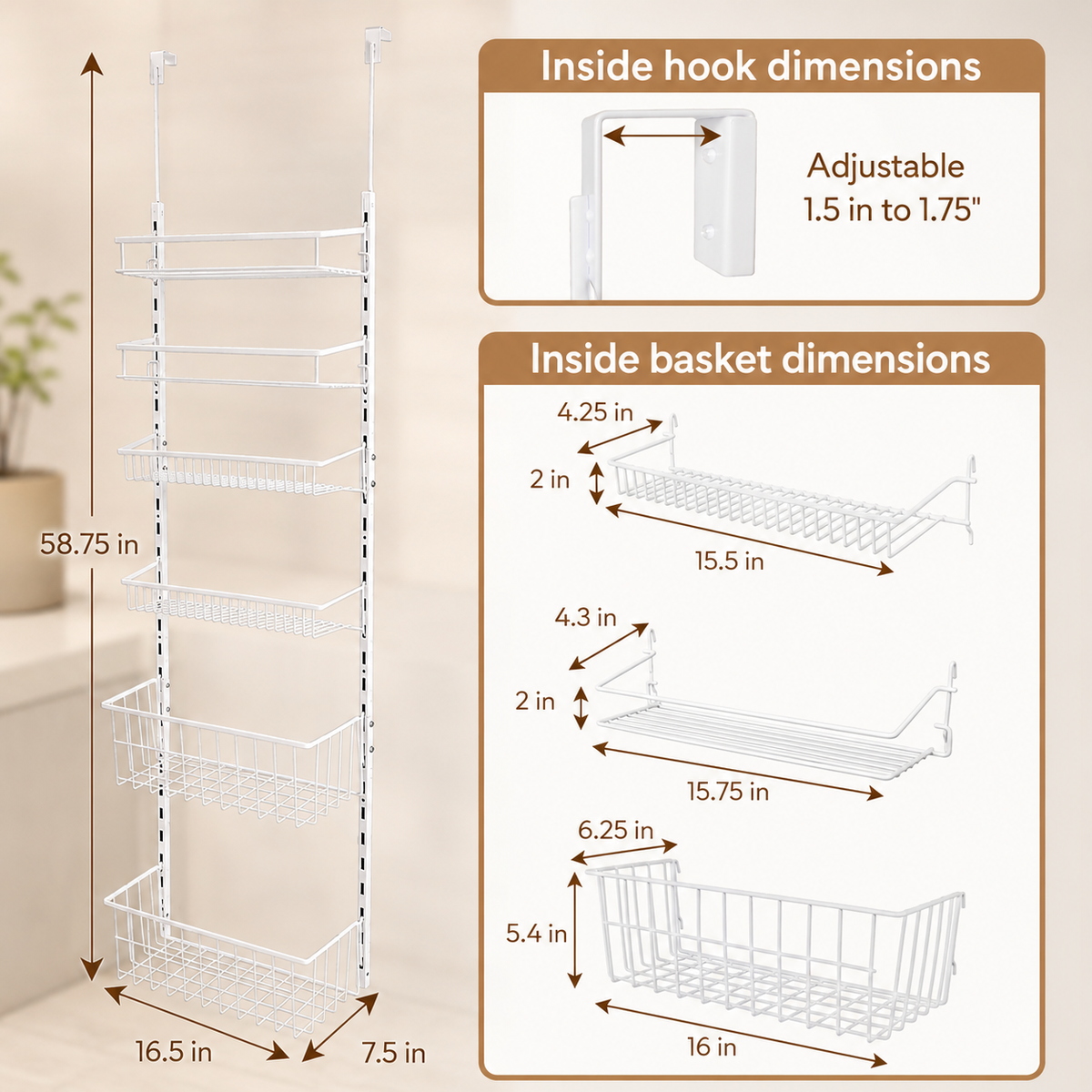 6-Tier Adjustable Over-the-Door Organizer