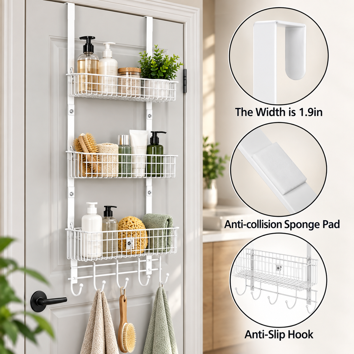 3-Tier Over-the-Door Organizer Rack